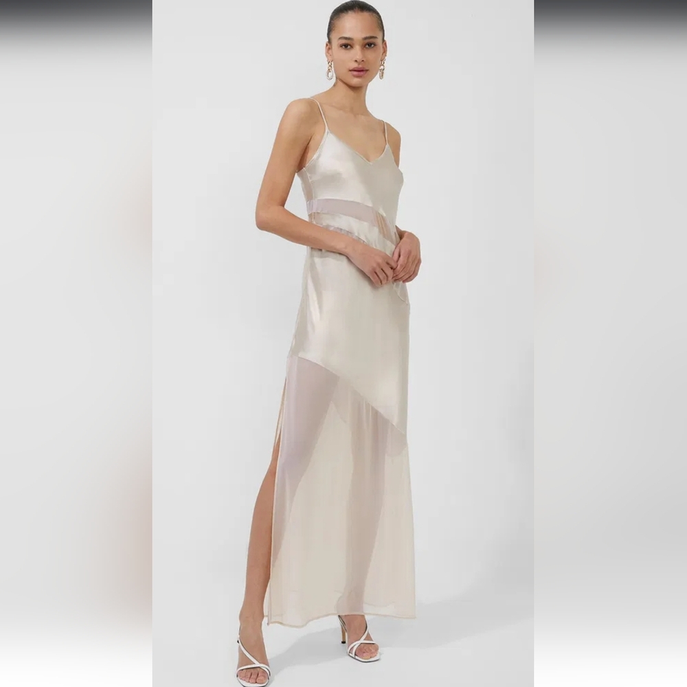 French Connection Inu Satin/Mesh Strappy Maxi Dress US-4-XS